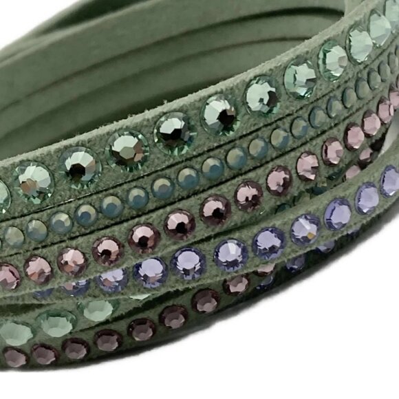 Auth SWAROVSKI - Light Green Clear Multi Synthetic Leather Swarovski Crystal - Picture 4 of 4